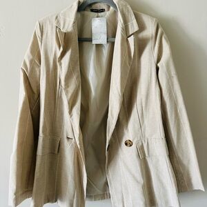 Kali Beige Pinstripe Blazer Jacket